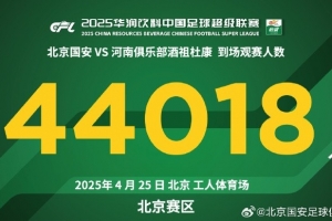感谢今天到场的44018名球迷，感谢所有支持和热爱国安的球迷朋友